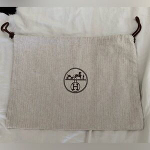 Hermes Beige and Brown Drawstring Dust Bag